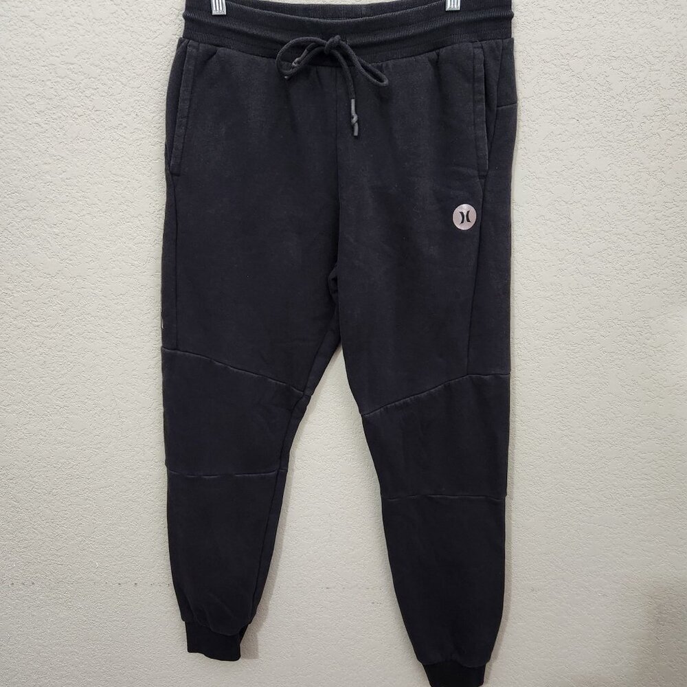 Hurley BOYs Black Jogger Sweatpants L With Logo & Drawstring